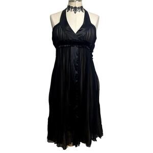 Silk and Velvet Lacy Romantic Halter Ruffle Babydoll Whimsigoth Dress Size L